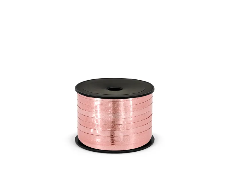 Wstążka plastikowa metalizowana 5mm/90m różowe złoto